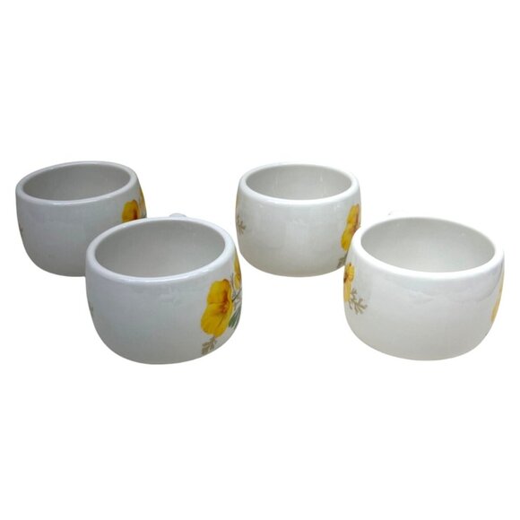 4 Vintage Santa Fe Railroad California Poppy Coffee Cups Syracuse China - Picture 4 of 8